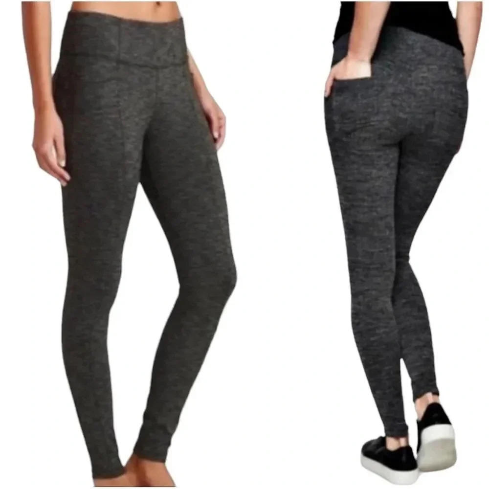 Athleta High-Rise Cozy Metro Pocket Legging Heathered Grey Size Small Petite